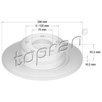 Jeu de 2 disques de frein arrière TOPRAN 500 950