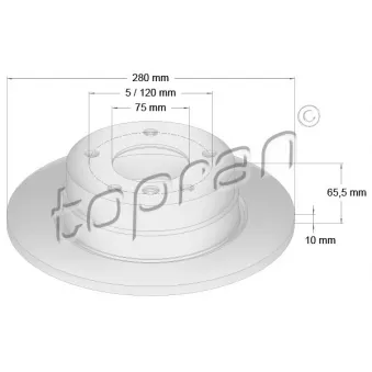 Jeu de 2 disques de frein arrière TOPRAN 501 223