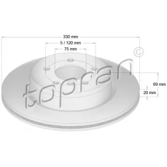 Jeu de 2 disques de frein arrière TOPRAN 502 006