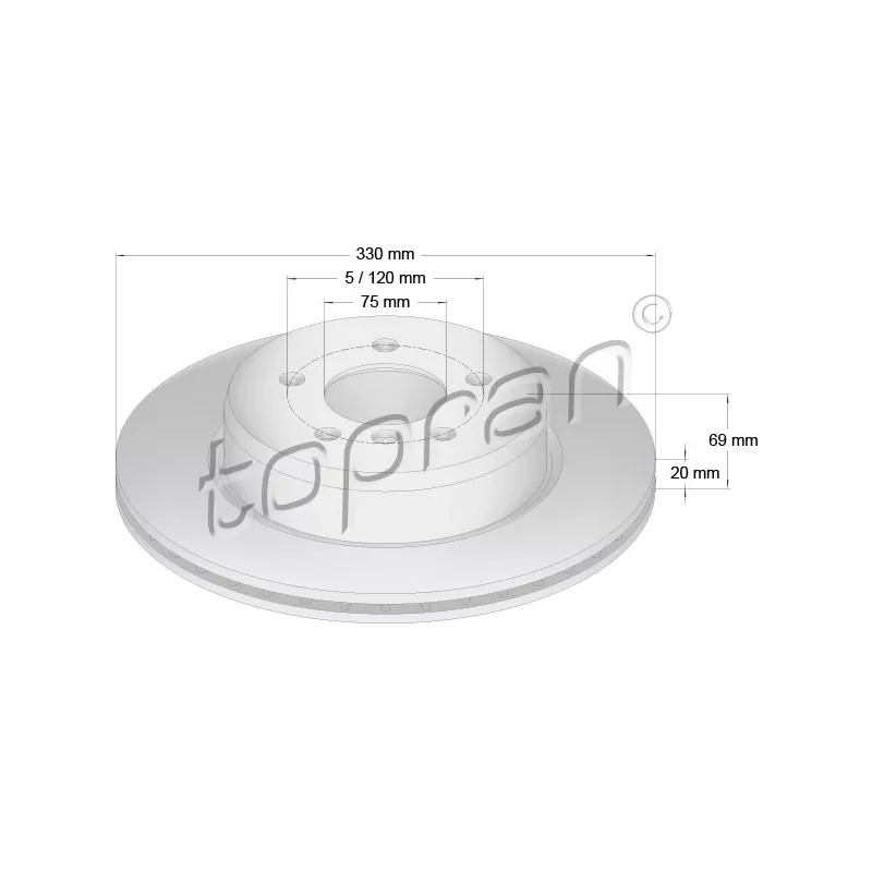 Jeu de 2 disques de frein arrière TOPRAN 502 006