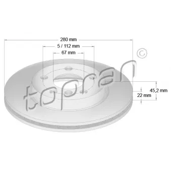 Jeu de 2 disques de frein avant TOPRAN 502 566