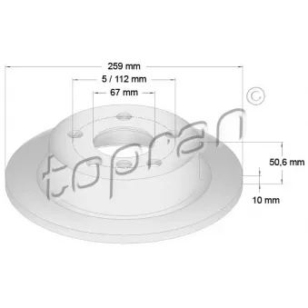 Jeu de 2 disques de frein arrière TOPRAN 503 071