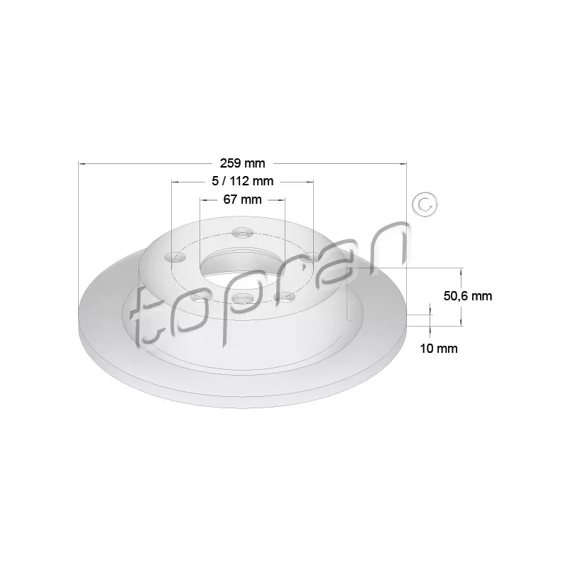 Jeu de 2 disques de frein arrière TOPRAN 503 071