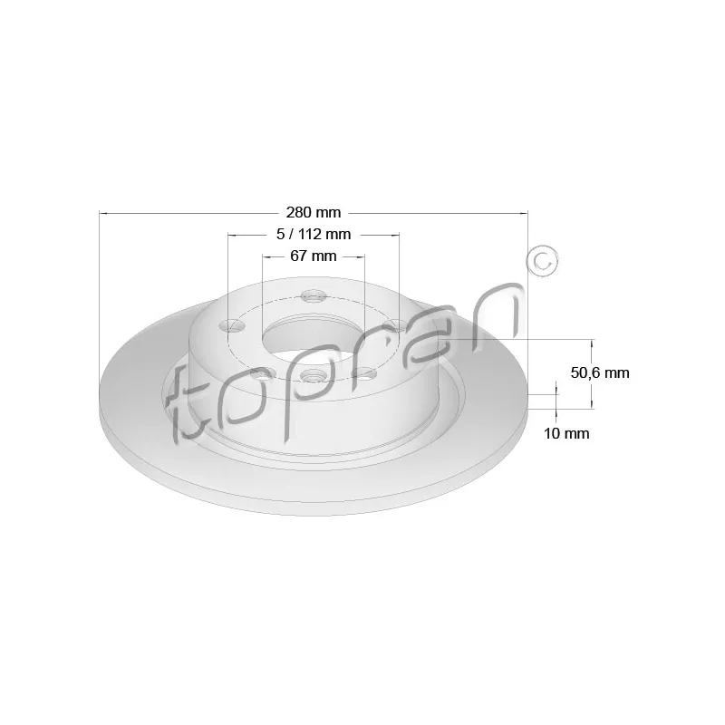 Jeu de 2 disques de frein arrière TOPRAN 503 073