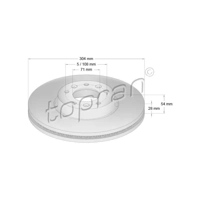 Jeu de 2 disques de frein avant TOPRAN 631 155