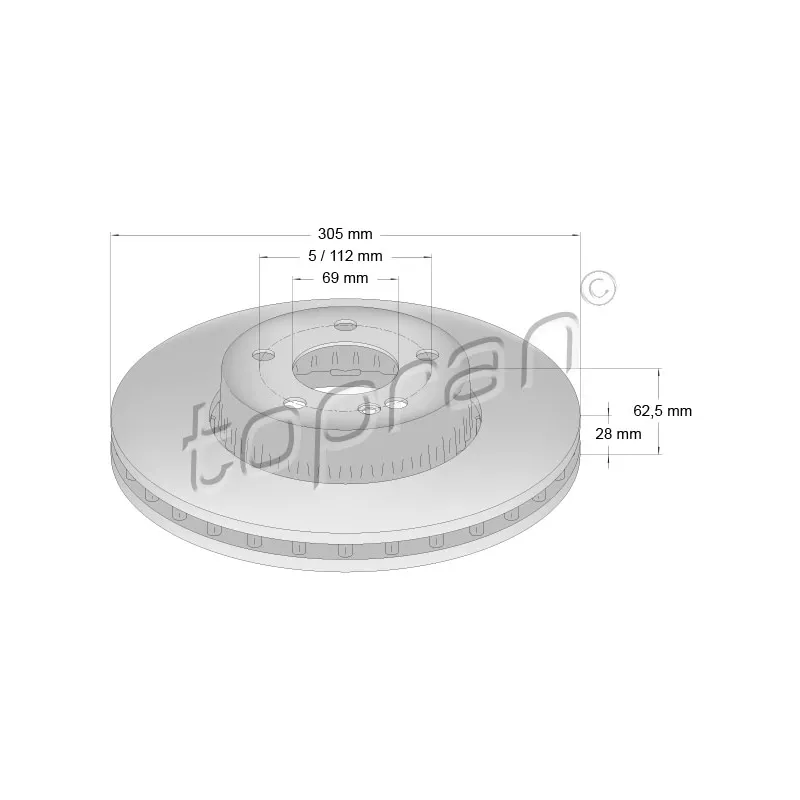 Jeu de 2 disques de frein avant TOPRAN 631 165