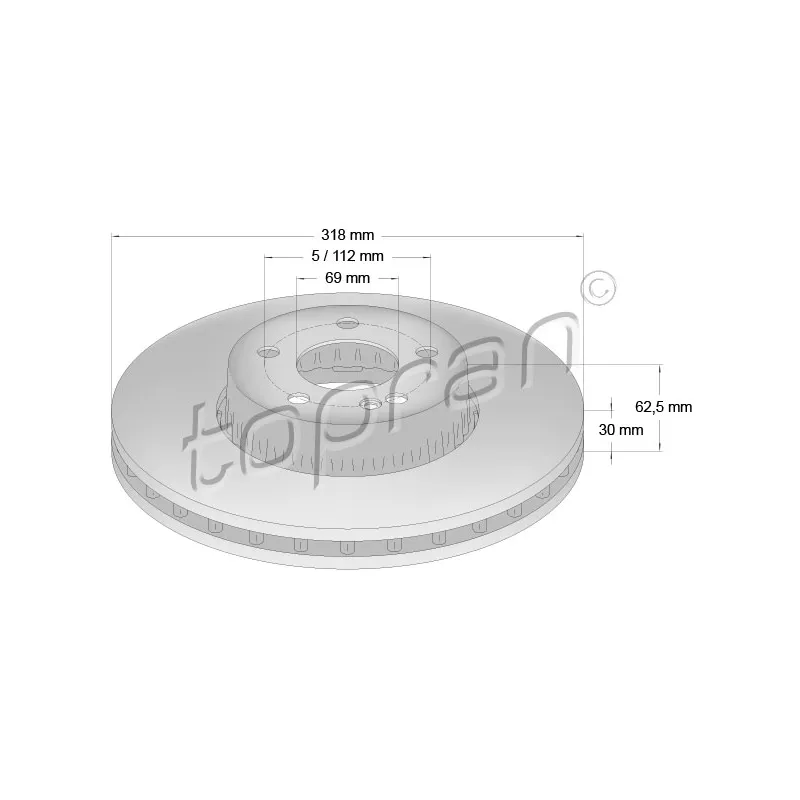 Jeu de 2 disques de frein avant TOPRAN 631 166
