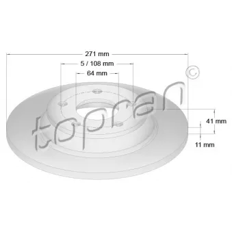 Jeu de 2 disques de frein arrière TOPRAN 631 171