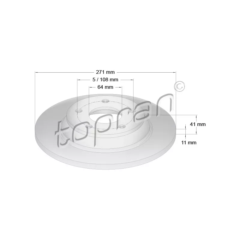 Jeu de 2 disques de frein arrière TOPRAN 631 171
