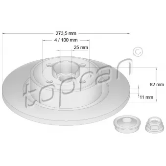 Jeu de 2 disques de frein arrière TOPRAN 700 642