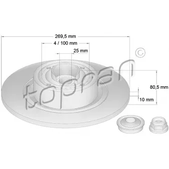 Jeu de 2 disques de frein arrière TOPRAN 700 643
