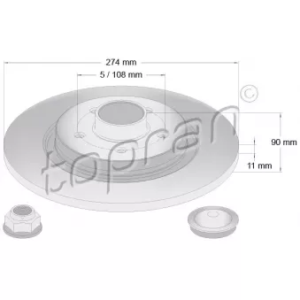 Jeu de 2 disques de frein arrière TOPRAN 700 819