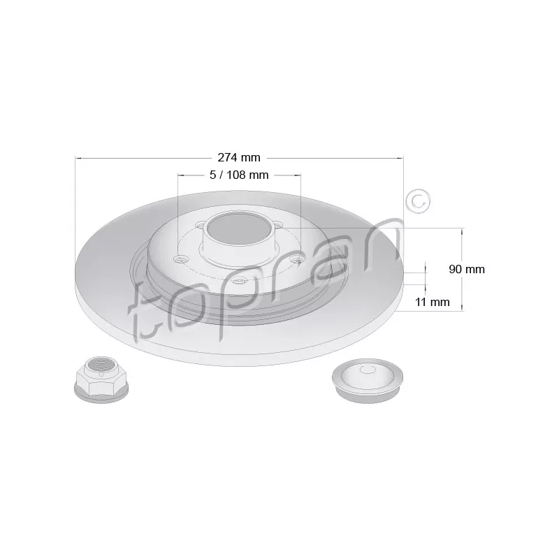 Jeu de 2 disques de frein arrière TOPRAN 700 819