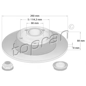 Jeu de 2 disques de frein arrière TOPRAN 701 160