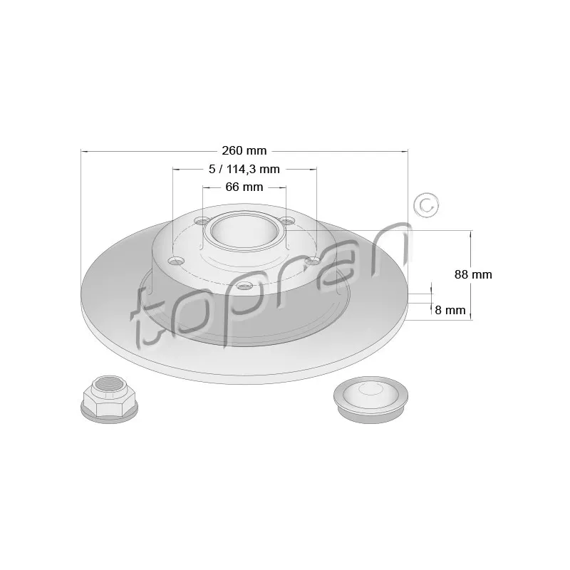 Jeu de 2 disques de frein arrière TOPRAN 701 160