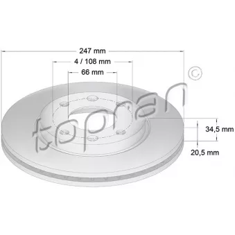 Jeu de 2 disques de frein avant TOPRAN 720 240