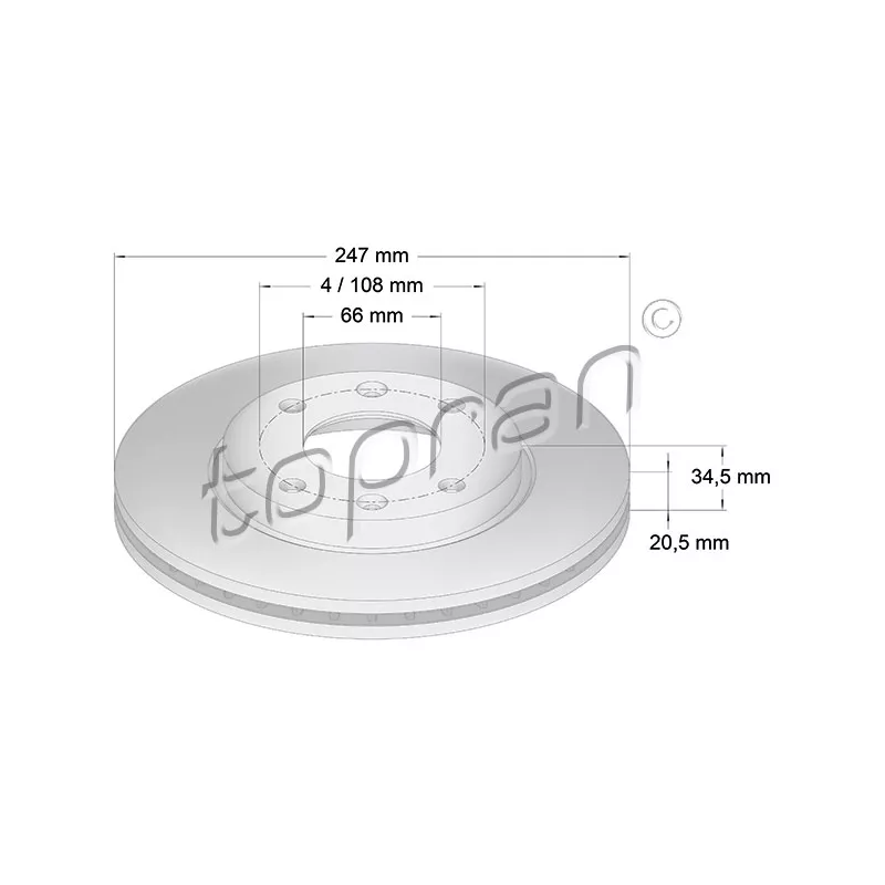 Jeu de 2 disques de frein avant TOPRAN 720 240