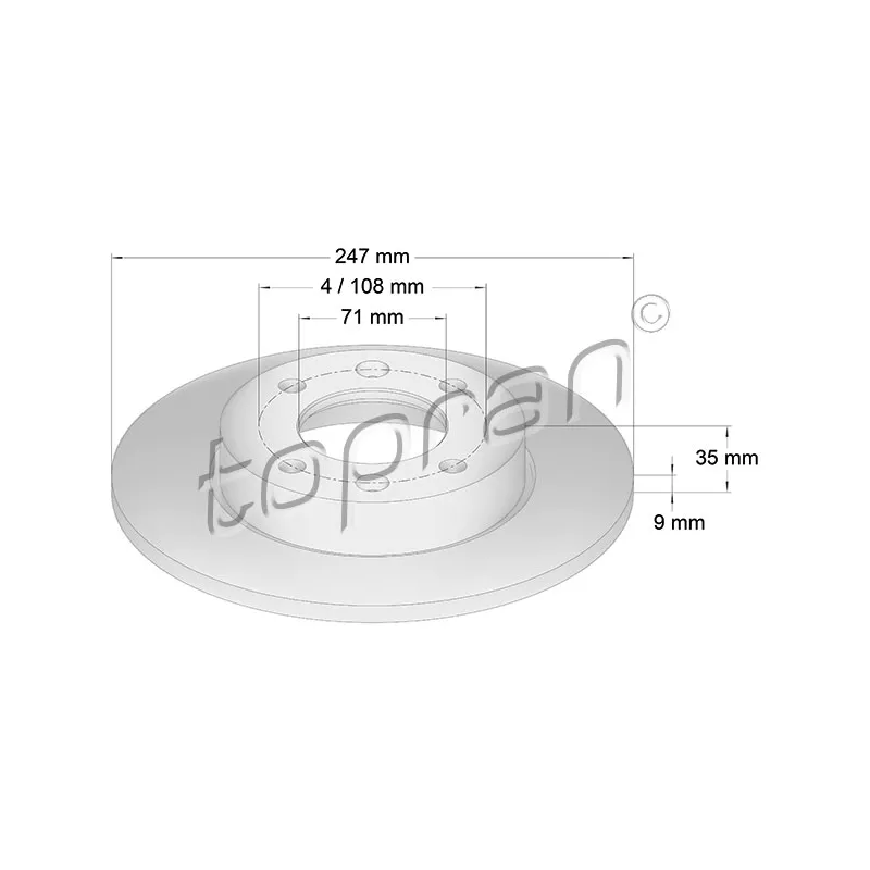 Jeu de 2 disques de frein arrière TOPRAN 721 182