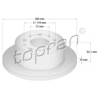 Jeu de 2 disques de frein arrière TOPRAN 721 183
