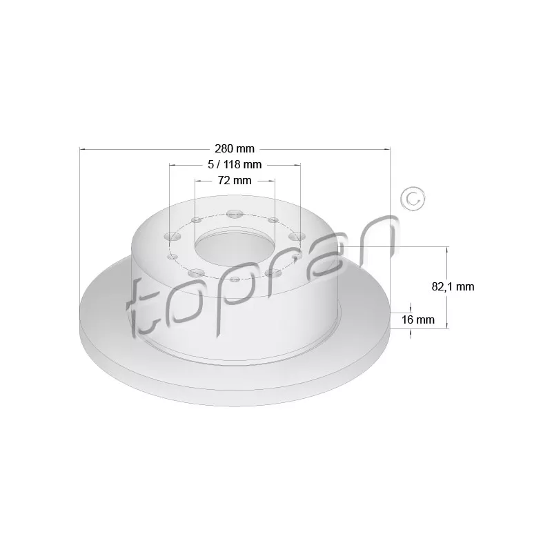 Jeu de 2 disques de frein arrière TOPRAN 721 183