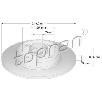 Jeu de 2 disques de frein arrière TOPRAN 721 185