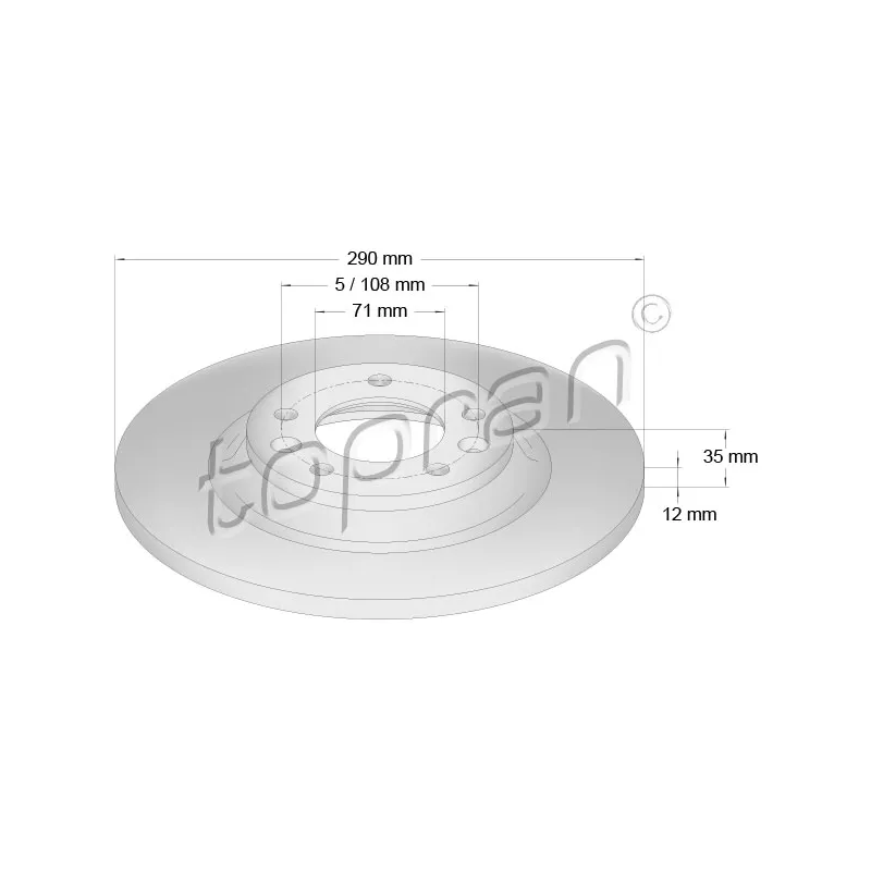 Jeu de 2 disques de frein arrière TOPRAN 721 186