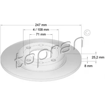 Jeu de 2 disques de frein arrière TOPRAN 721 891