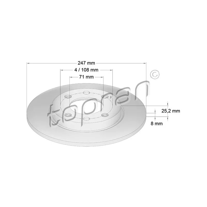 Jeu de 2 disques de frein arrière TOPRAN 721 891
