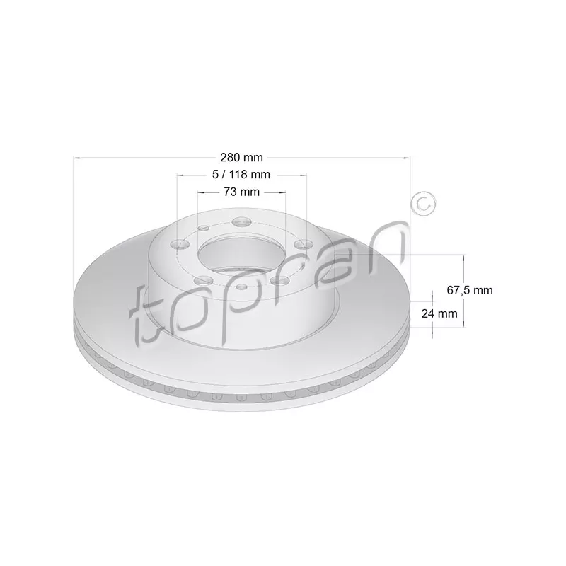 Jeu de 2 disques de frein avant TOPRAN 722 454