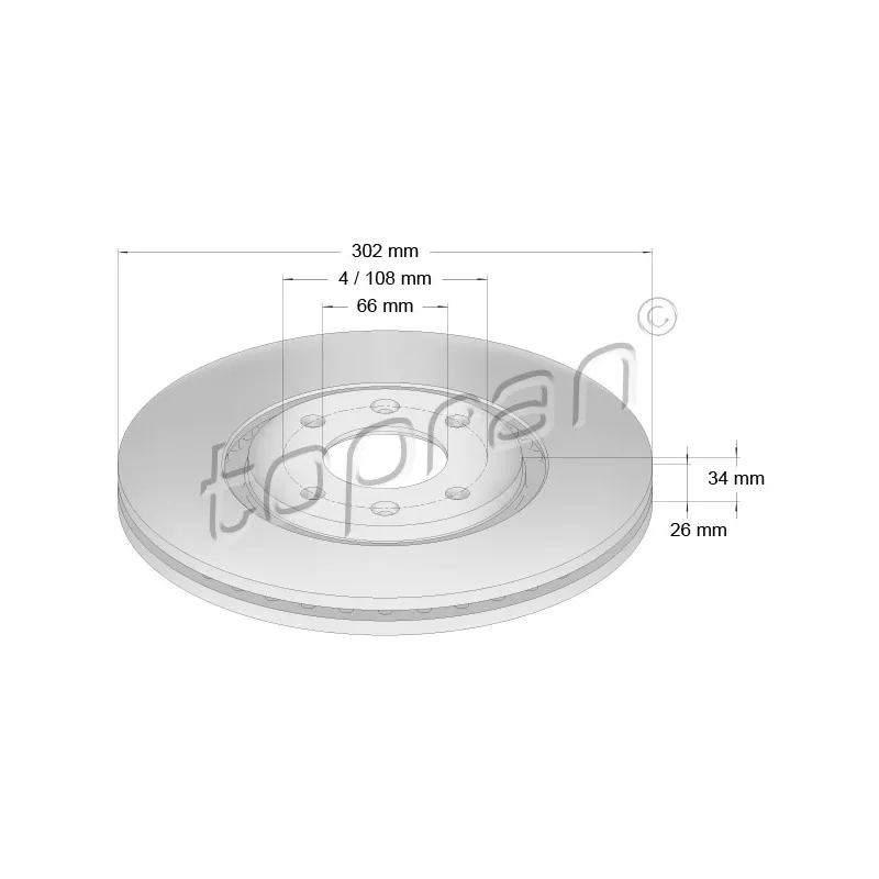 Jeu de 2 disques de frein avant TOPRAN 722 455