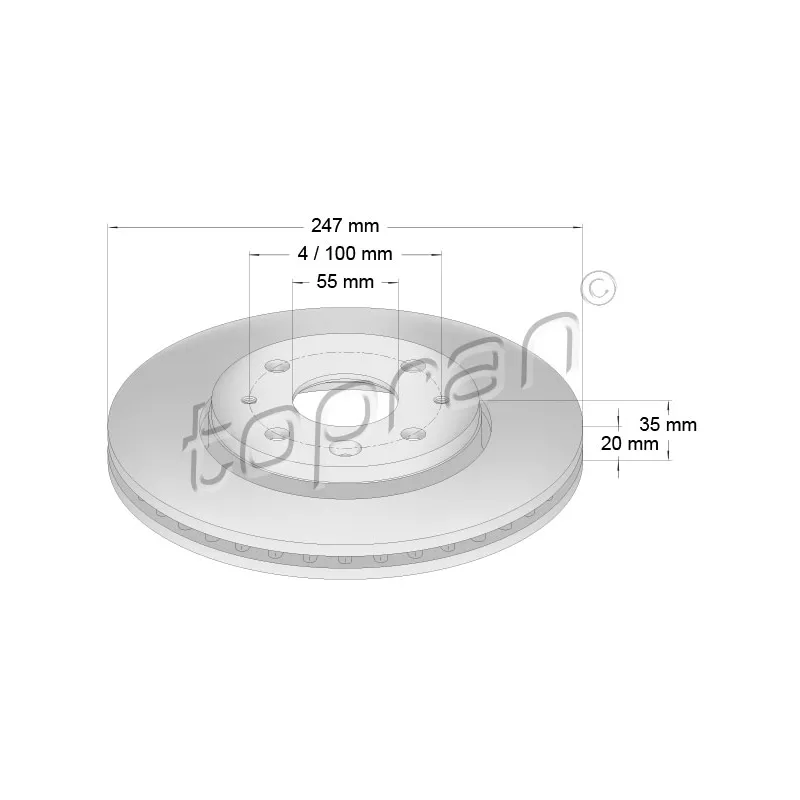 Jeu de 2 disques de frein avant TOPRAN 722 457