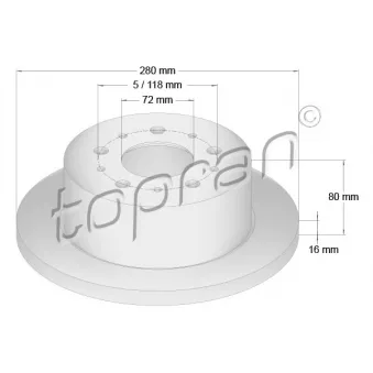 Jeu de 2 disques de frein arrière TOPRAN 722 596