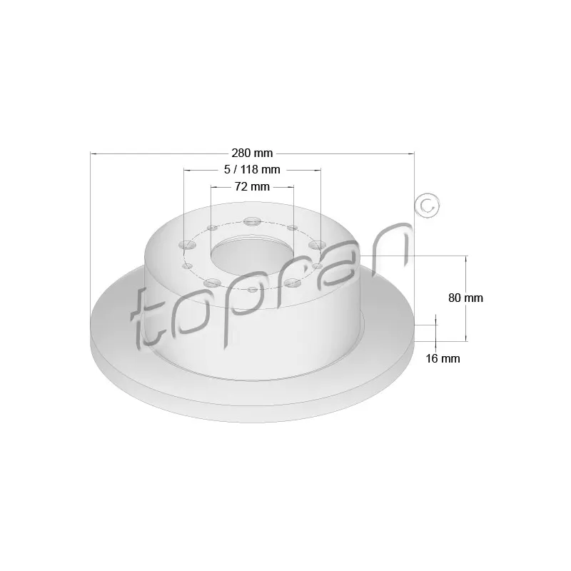 Jeu de 2 disques de frein arrière TOPRAN 722 596