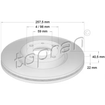 Jeu de 2 disques de frein avant TOPRAN 722 598