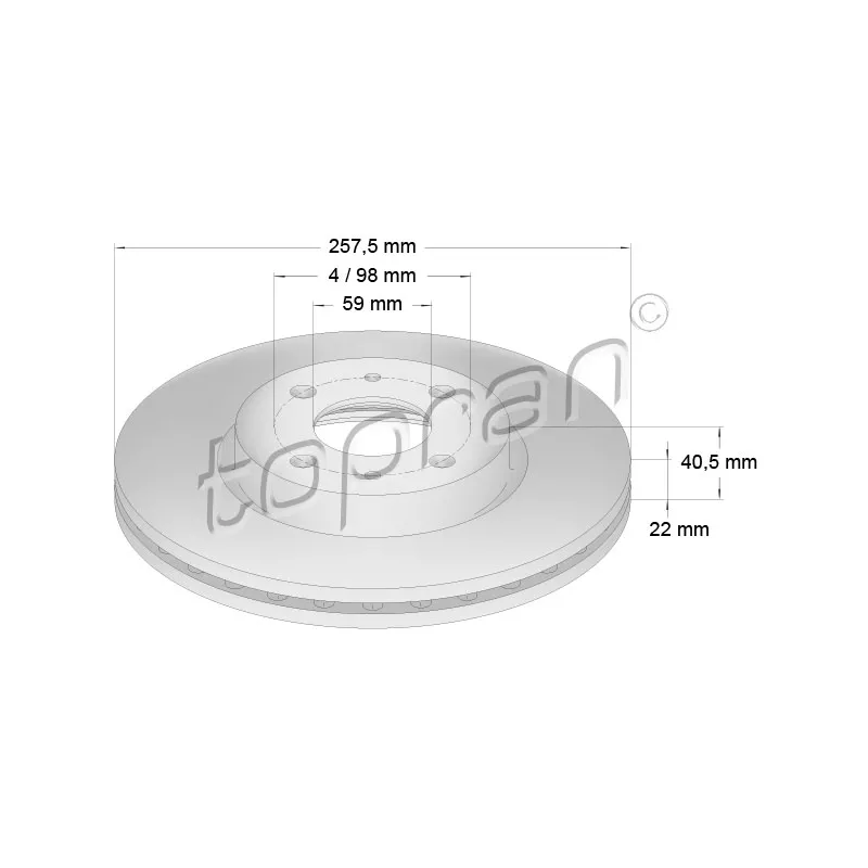 Jeu de 2 disques de frein avant TOPRAN 722 598