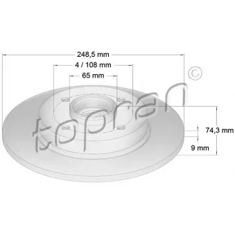 Jeu de 2 disques de frein arrière TOPRAN 722 599
