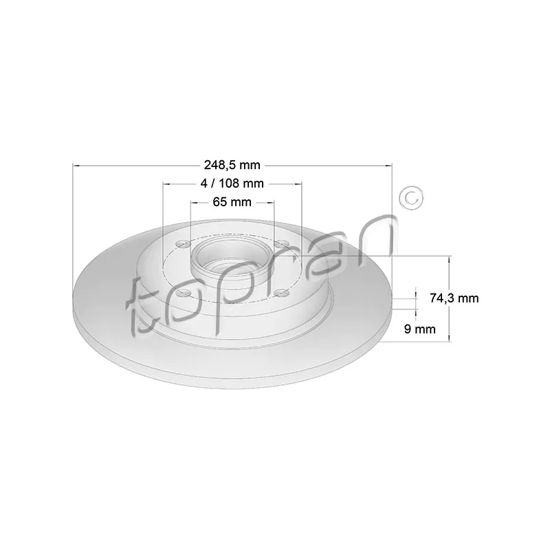 Jeu de 2 disques de frein arrière TOPRAN 722 599