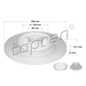 Jeu de 2 disques de frein arrière TOPRAN 722 600