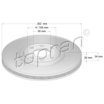 Jeu de 2 disques de frein avant TOPRAN 722 835