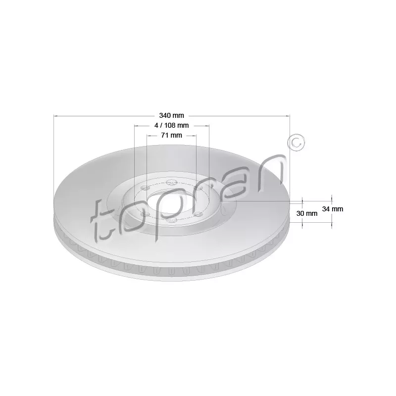 Jeu de 2 disques de frein avant TOPRAN 722 837