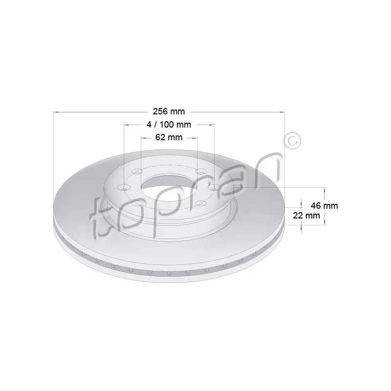 Jeu de 2 disques de frein avant TOPRAN 820 260