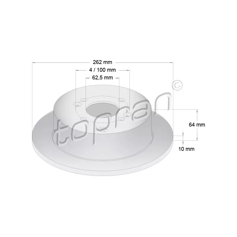 Jeu de 2 disques de frein arrière TOPRAN 820 281