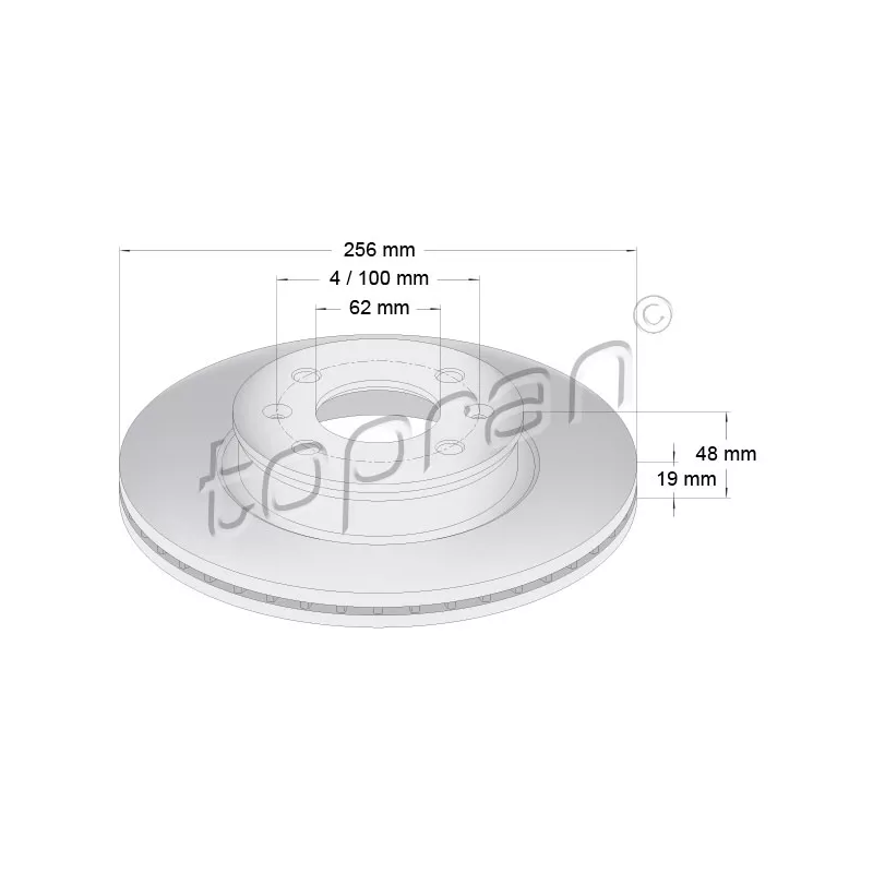 Jeu de 2 disques de frein avant TOPRAN 820 308
