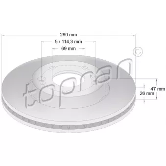 Jeu de 2 disques de frein avant TOPRAN 820 376