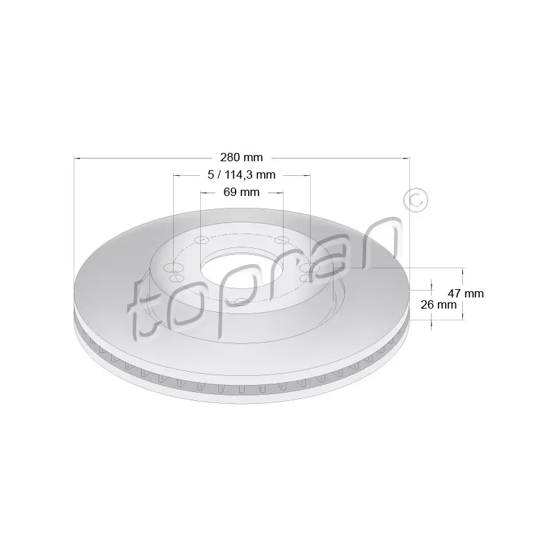 Jeu de 2 disques de frein avant TOPRAN 820 376