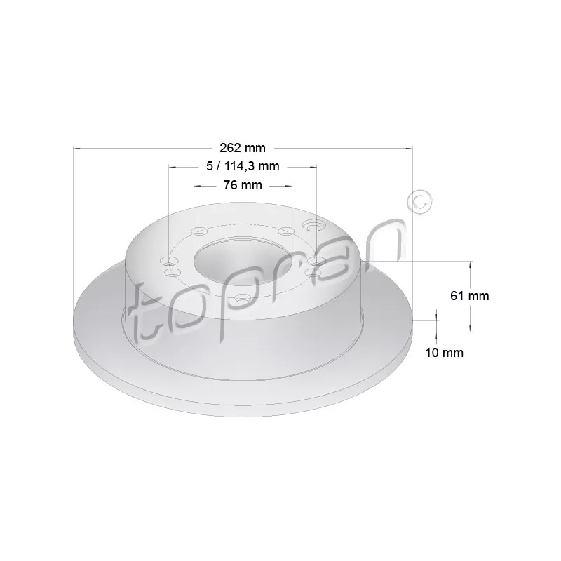Jeu de 2 disques de frein arrière TOPRAN 820 381