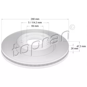 Jeu de 2 disques de frein avant TOPRAN 820 603