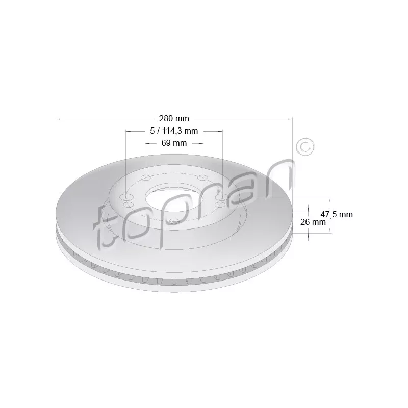 Jeu de 2 disques de frein avant TOPRAN 820 603