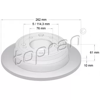 Jeu de 2 disques de frein arrière TOPRAN 820 608