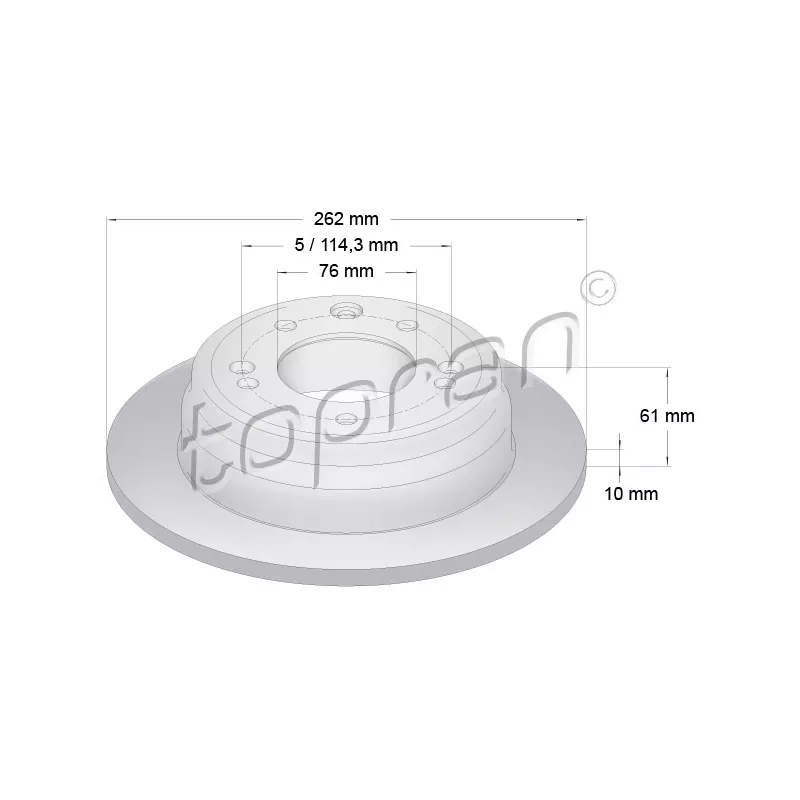 Jeu de 2 disques de frein arrière TOPRAN 820 608